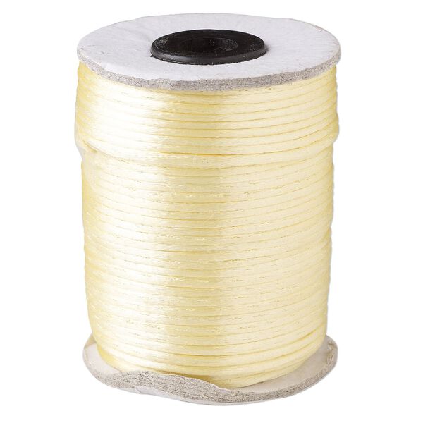 Cord, Satinique&trade;, satin, cream, 2mm. Sold per 200-foot spool. image number 0
