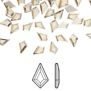 Flat back 6pk crystal golden shadow foil back, Crystal Passions&reg; 6.4x4.2mm kite 2771