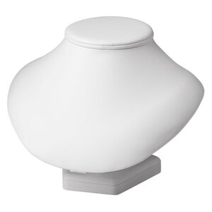 Display, necklace, leatherette, white, 6-3/4 x 8-1/2 x 6-1/2 inch pedestal. Sold individually.