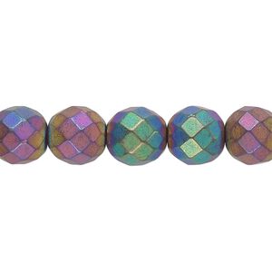 Hemalyke&trade; 1pkg1, matte electroplated faceted round bead 15.5-16 inch 10mm