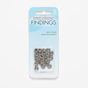 Bead, antiqued silver-finished "pewter" (zinc-based alloy), 7x2mm woven rondelle with 2mm hole. Sold per pkg of 25.