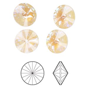 Chaton 4pk crystal ivory cream DeLite, Crystal Passions&reg; 12mm rivoli 1122