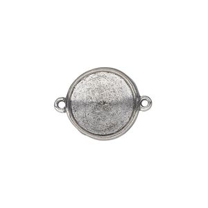 Link, Almost Instant Jewelry&reg;, antiqued pewter (tin-based alloy), 17mm round with 14mm rivoli setting. Sold individually.