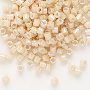 Seed bead, Delica&reg;, glass, pkg/7.5g, #8 round, opaque glazed luster antique beige (DBL-0204).