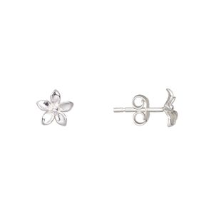 Earstud, Create Compliments&reg;, sterling silver, 7.5mm flower. Sold per pair.