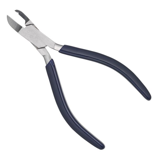 Pliers, EUROTOOL&reg;, stone-setting, stainless steel and rubber, blue, 5-1/4 inches. Sold individually. image number 0