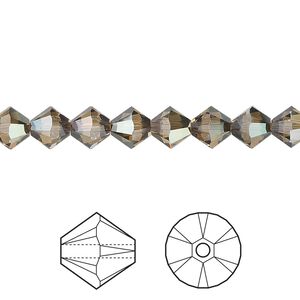 Bead 144pk crystal bronze shade, Crystal Passions&reg; 6mm bicone 5328