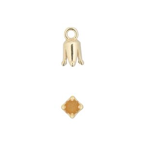 Cord end 1pkg2 gold-plated pewter, 8x5mm cone / 3mm inside diameter, JBB Findings