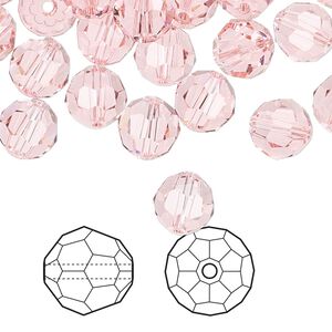 Bead 144pk light rose, Crystal Passions&reg; 8mm round 5000