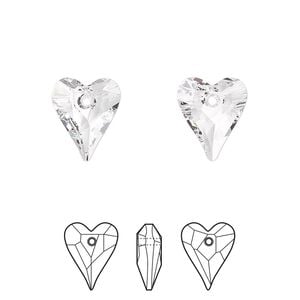 Drop 2pk crystal, Crystal Passions&reg; 12x10mm pendant wild heart 6240