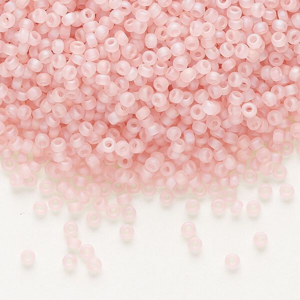 Seed bead, Miyuki, glass, pkg/250g, #11 rocaille, translucent matte rainbow pink mist, (RR-155FR). image number 0