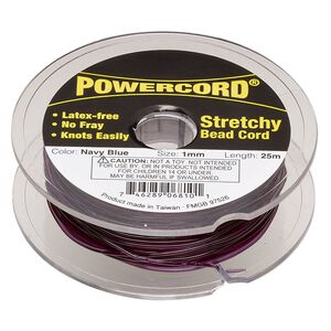 Cord, Powercord&reg;, elastic, navy blue, 1mm, 14-pound test. Sold per 25-meter spool.