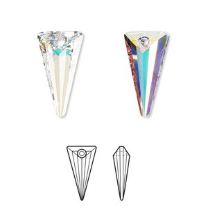Drop 6pk crystal AB, Crystal Passions&reg; 18x10mm pendant spike 6480