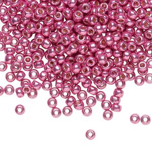 Seed bead, Miyuki, glass, pkg/50g, #8 rocaille, Duracoat&reg; opaque galvanized hot pink, (RR-4210).