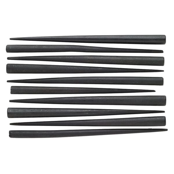 Hair stick, wood (dyed), black, 6 to 6-1/2 inch hand-carved, end-drilled. Sold per pkg of 10. image number 0