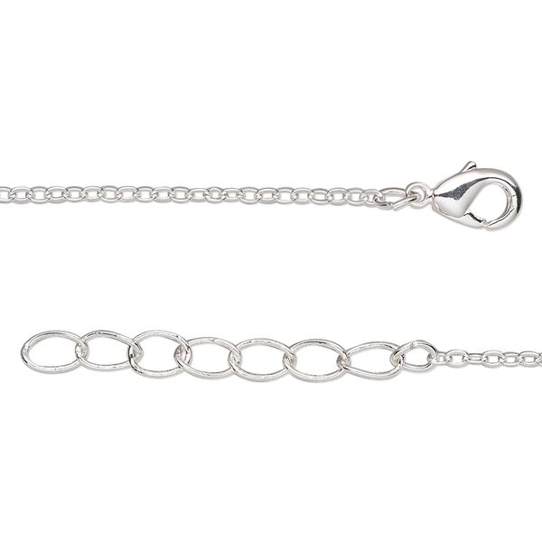 Chain 1pkg2 cable, 1.5mm / lobster claw clasp, silver-finished brass 20 inch image number 0