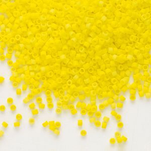 Seed bead, Delica&reg;, glass, pkg/50g, #11 round, opaque matte yellow (DB-0751).