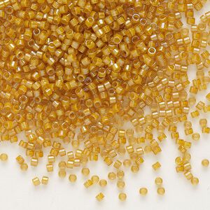Seed bead, Delica&reg;, glass, pkg/7.5g, #11 round, translucent goldenrod-lined luster topaz (DB-0272).