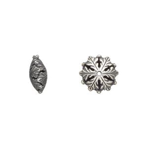 Bead 1pkg2 silver-plated, 11.5x5mm snowflake rondelle, brass antique JBB Findings