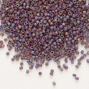 Seed bead, Delica&reg;, glass, pkg/50g, #11 round, opaque matte rainbow dark brown (DB-0884).