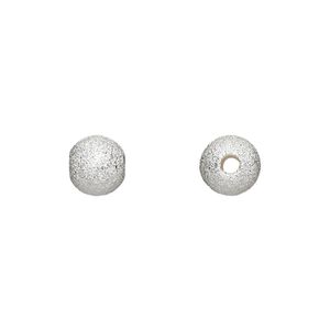 Bead 1pkg2 sterling silver, 8mm stardust round