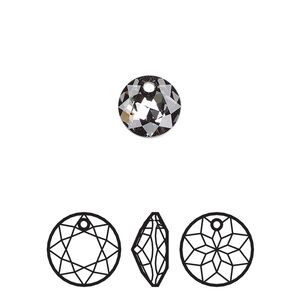 Drop 72pk crystal silver night, Swarovski&reg; 8mm pendant classic cut 6430