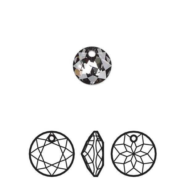 Drop 72pk crystal silver night, Swarovski&reg; 8mm pendant classic cut 6430 image number 0