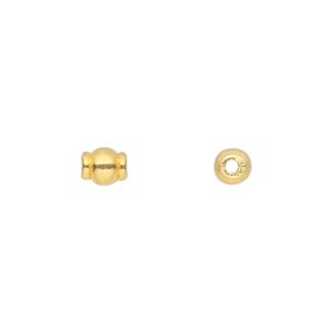 Bead 1pkg100 gold-finished "pewter", 6x5mm oval