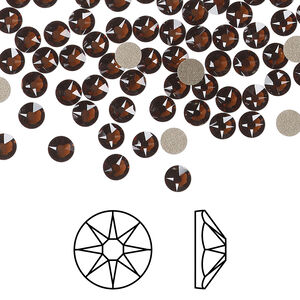 Flat back 1pkg1440 smoked topaz foil back, Swarovski&reg; ReCreated&trade;, 3.8-4mm rose round SS16 2088