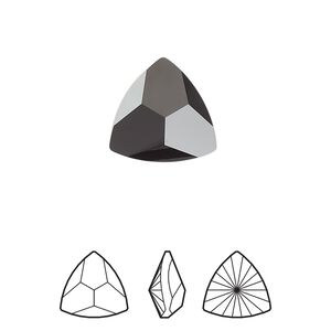 Fancy stone 1pk jet, Crystal Passions&reg; 14.3x14mm prismatic triangle 4799