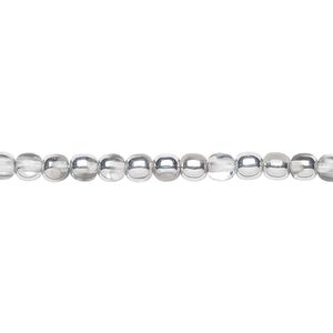 Bead, Czech glass druk, opaque and transparent clear half-coated silver, 4mm round. Sold per 15-1/2" to 16" strand.