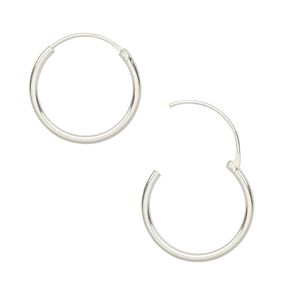 Earring hoop 1pkg2 sterling silver, 16mm round / endless loop, 1 pair