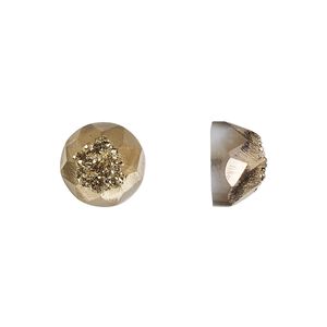 Druzy agate 1pkg1, hand-cut calibrated faceted round cab 10mm