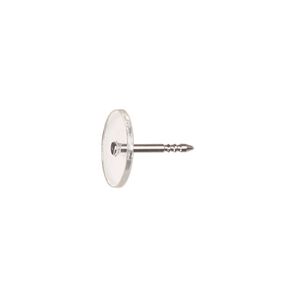 Tie tac 1pkg10 stainless steel, 11.5mm flat round / vinyl head, clear