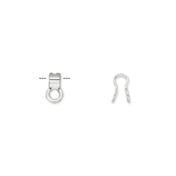 Ball chain connector 1pkg10 silver-finished, 7.5x4mm / fits 2.4mm ball, steel image number 0