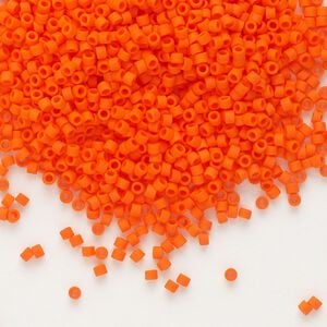 Seed bead, Delica&reg;, glass, pkg/7.5g, #11 round, opaque matte orange (DB-0752).