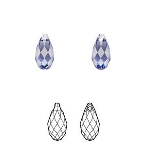 Briolette 2pk tanzanite, Crystal Passions&reg; 11x5.5mm pendant drop 6010