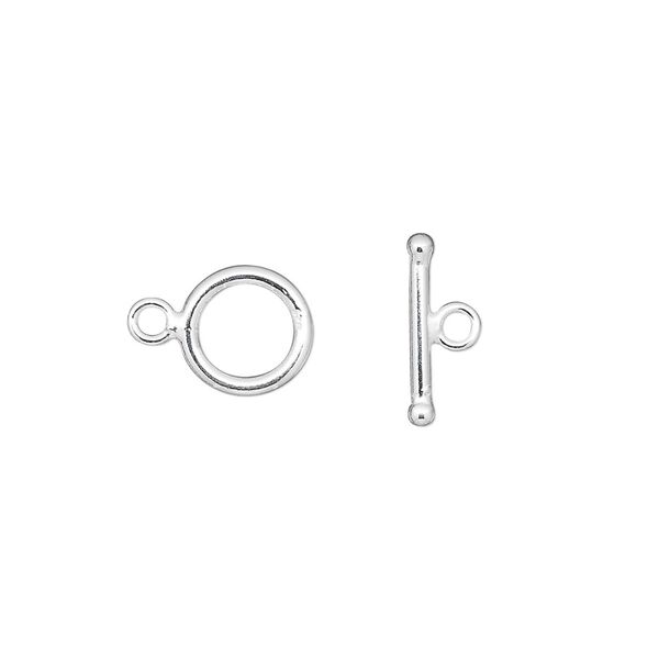 Clasp toggle 1pkg2 sterling silver, 8.5mm round, 1-strand image number 0