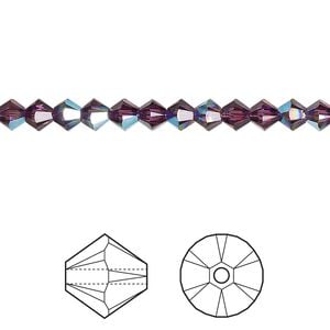 Bead 48pk amethyst shimmer, Crystal Passions&reg; 4mm bicone 5328