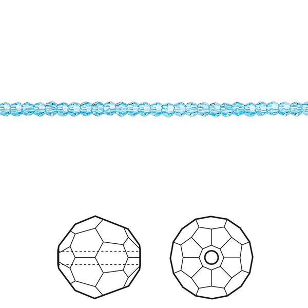 Bead 144pk aquamarine, Crystal Passions&reg; 2mm round 5000 image number 0