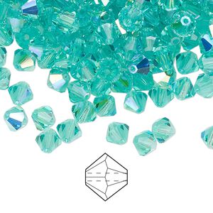 Bead 24pk Caribbean Sea AB, Preciosa Czech crystal 5mm bicone