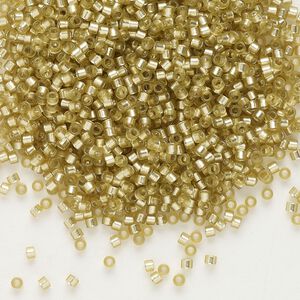 Seed bead, Delica&reg; 1pkg7.5g glass, #11 round, translucent semi-matte silver-lined jonquil / outside dyed (DB-0686)
