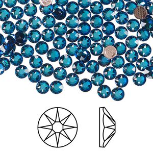 Flat back 1440pk crystal Bermuda blue foil back, Swarovski&reg; hotfix 3.8-4mm round SS16 2078
