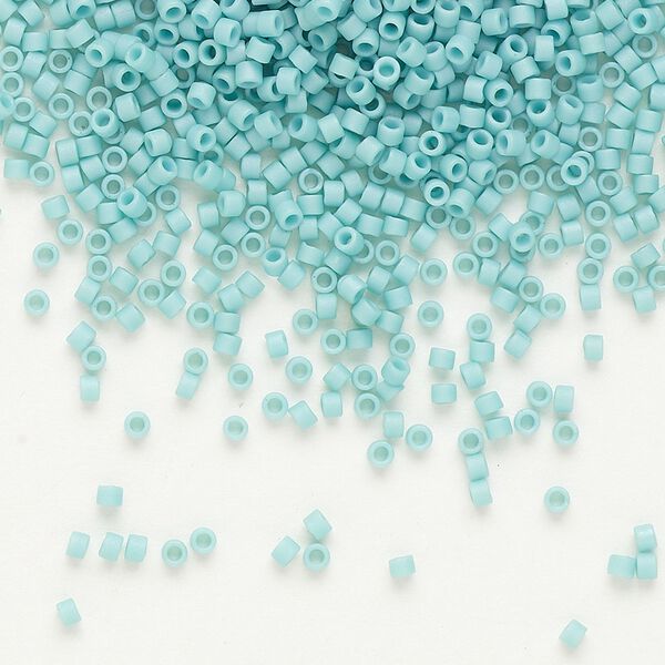 Seed bead, Delica&reg;, glass, pkg/250g, #11 round, opaque matte glazed luster turquoise blue (DB-0375). image number 0