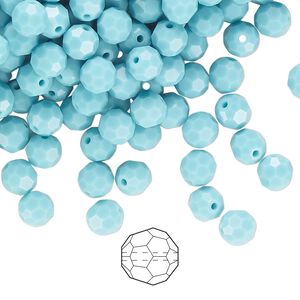 Bead 144pk turquoise, Preciosa Czech crystal 5mm round