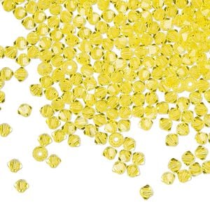 Bead 144pk citrine, Preciosa Czech crystal 3mm bicone