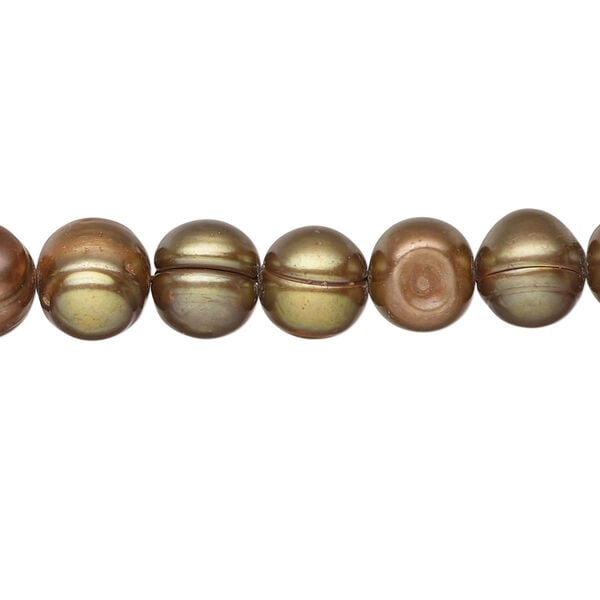 Freshwater pearl 1pkg1, semi-round, 15 inch iris gold 7-9mm cultured image number 0