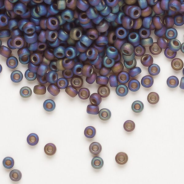 Seed bead, Miyuki, glass, pkg/50g, #8 rocaille, translucent matte rainbow root beer (RR-135FR). image number 0