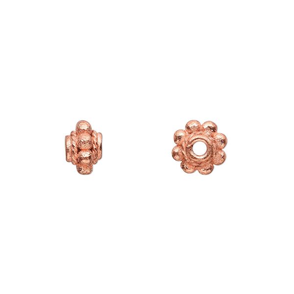 Bead 1pkg10 copper, 8x6mm beaded rondelle image number 0