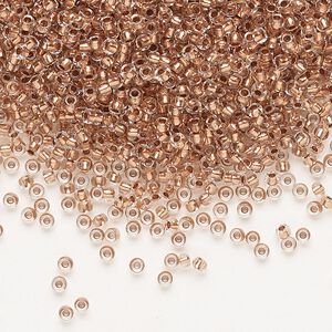 Seed bead, Preciosa Ornela Czech glass, pkg/500g, #11 rocaille, transparent copper-lined clear, (68105).